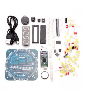 DIY AT89S52 Rotation LED Electronic Clock Kit 51 SCM Learning Bo