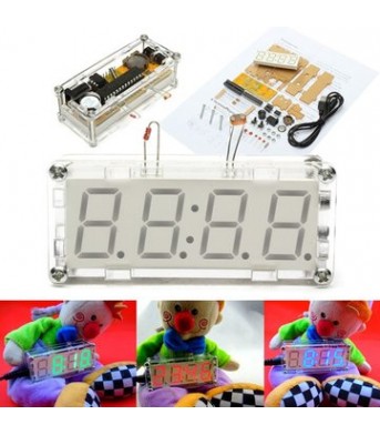 DIY 0.8 Inch Digital Tube LED Electronic Clock Kit Red Blue Gree