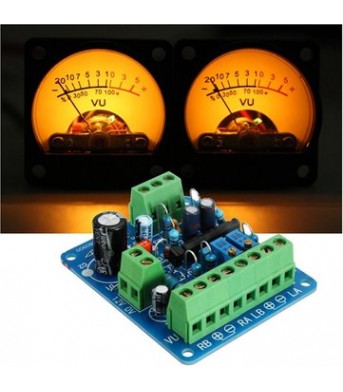 Audio Level Amp Driver Board With Two VU Meter