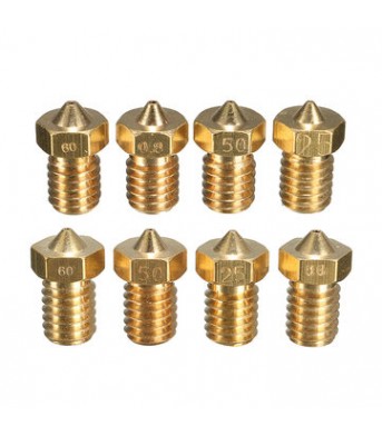 4pcs 0.25mm 0.5mm 0.6mm 0.8mm Brass Nozzle For 1.75 / 3.0mm Fila